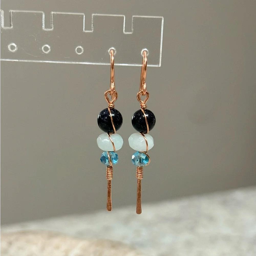 Blue Bubbles Tiered Gemstone Dangle Earrings